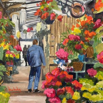 Peinture Dans le Marché aux Fleurs par Brooksby | Tableau Figuratif Huile Paysages