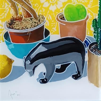 Pintura Pompon dans la jungle por Auriol Philippe | Pintura Figurative Acrylic, Plexiglass, Posca Still-life