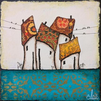 Peinture Farandole  par Blais Delphine | Tableau Art naïf Acrylique, Collage Paysages