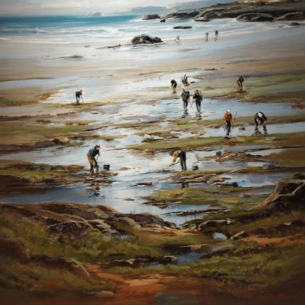 Peinture Mariscando  (en la ria) par Cabello Ruiz Jose | Tableau Impressionnisme Huile Paysages