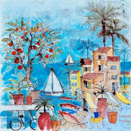 Painting A fleur d' eau by Colombo Cécile | Painting Naive art Acrylic, Gluing, Ink, Pastel, Watercolor Landscapes, Life style, Nature