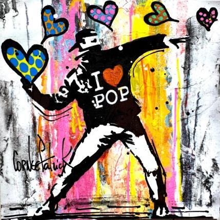 Peinture I love you, d'après Banksy par Cornée Patrick | Tableau Pop-art Graffiti, Huile Urbain
