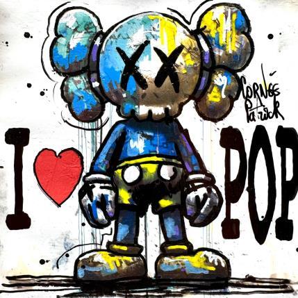 Peinture I love pop art and Kaws par Cornée Patrick | Tableau Pop-art Graffiti, Huile Icones Pop, Urbain