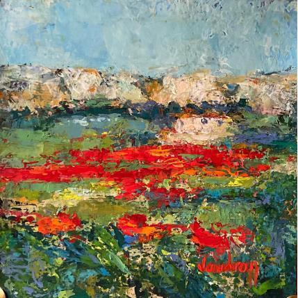 Peinture Coquelicots dans  les Alpilles par Vaudron | Tableau Figuratif