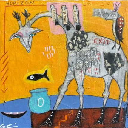 Peinture Le départ  par Colin Sylvie | Tableau Art Singulier Acrylique, Collage, Pastel Animaux