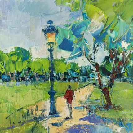 Peinture El parque al atrdecer par Jmara Tatiana | Tableau Figuratif Huile
