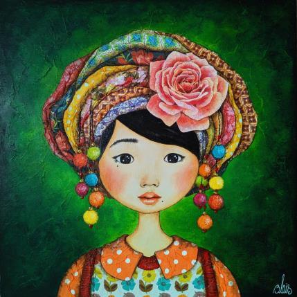 Peinture Hanna  par Blais Delphine | Tableau Figuratif Acrylique, Collage Portraits