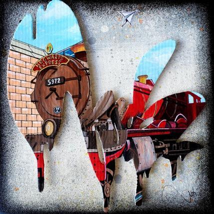 Peinture Hogwarts Express 1.  par Lassalle Ludo | Tableau Street Art Acrylique, Bois, Graffiti Architecture, Paysages, Urbain