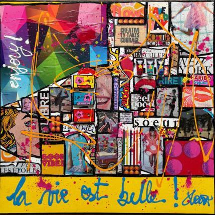 Peinture La vie est belle !  par Costa Sophie | Tableau Pop-art Acrylique, Collage, Upcycling