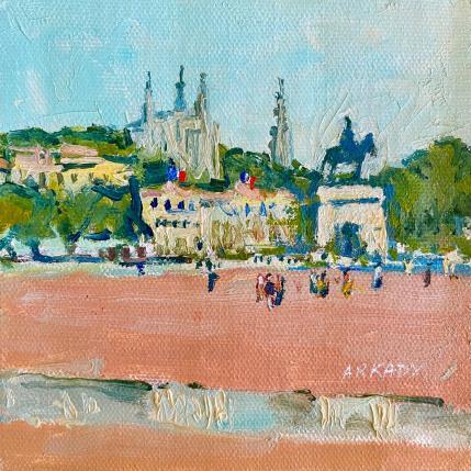 Peinture Journée lumineuse à Fourvière par Arkady | Tableau Figuratif Huile Architecture, Paysages