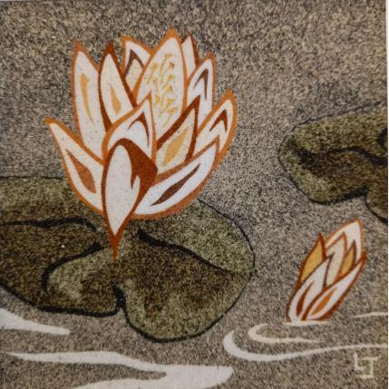 Peinture Nénuphars par Jovys Laurence  | Tableau Matiérisme Sable Nature, Noir & blanc, Paysages