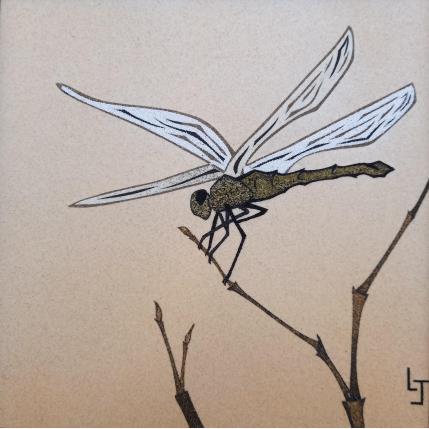 Peinture Libéllule par Jovys Laurence  | Tableau Matiérisme Sable Animaux