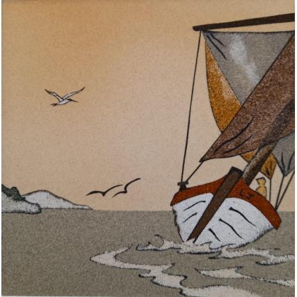 Peinture Vieux gréement par Jovys Laurence  | Tableau Matiérisme Sable Marine