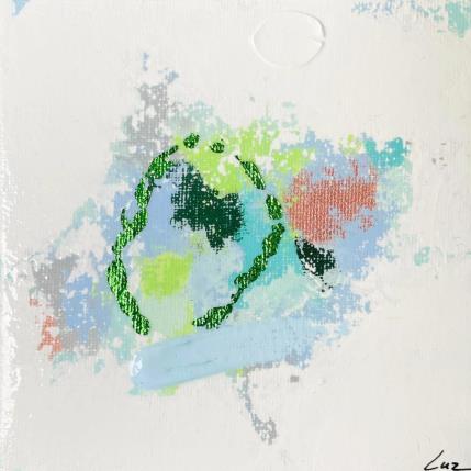 Peinture Pique-nique au bord du lac par Luz Alexandra | Tableau Abstrait Acrylique, Feuille d'or, Pastel Minimaliste