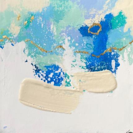 Peinture Je te laisserai des mots par Luz Alexandra | Tableau Abstrait Acrylique, Feuille d'or, Pastel Minimaliste