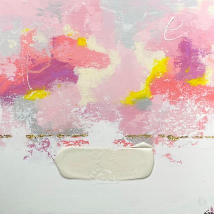 Peinture Douceur du cœur par Luz Alexandra | Tableau Abstrait Acrylique, Feuille d'or, Pastel Minimaliste