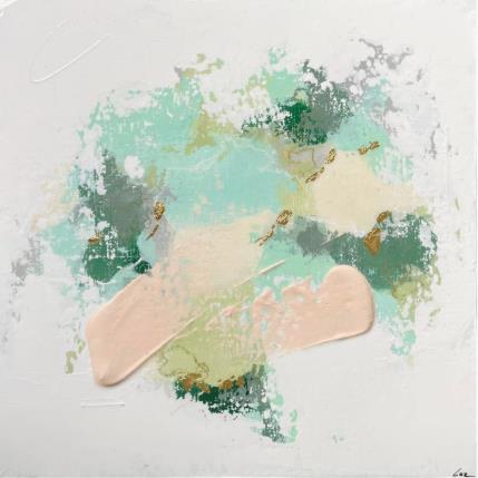 Peinture Promenade dans les champs par Luz Alexandra | Tableau Abstrait Acrylique, Feuille d'or, Pastel Minimaliste