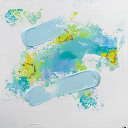 Peinture La piscine de la rue Carnot par Luz Alexandra | Tableau Abstrait Acrylique, Feuille d'or, Pastel Minimaliste