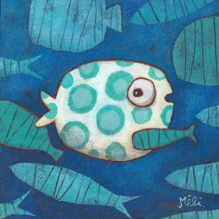 Peinture Poisson à contre-courant par Catoni Melina | Tableau Art naïf Acrylique Animaux, Marine, Nature