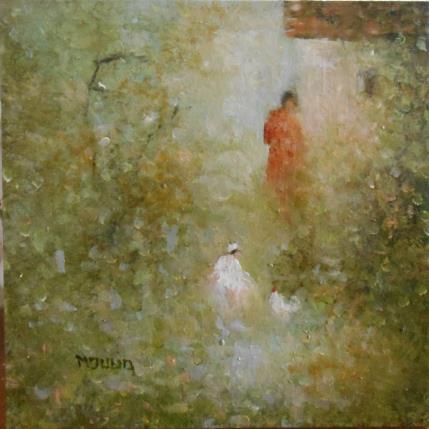 Peinture Attentions par Moulia Francis | Tableau Impressionnisme Carton, Huile Scènes de vie