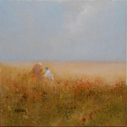 Peinture La cueillette par Moulia Francis | Tableau Impressionnisme Carton, Huile Scènes de vie