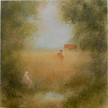 Peinture Près de la source par Moulia Francis | Tableau Impressionnisme Carton, Huile Scènes de vie