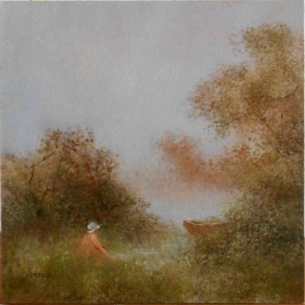 Peinture La barque oubliée par Moulia Francis | Tableau Impressionnisme Carton, Huile Scènes de vie