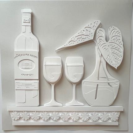 Peinture Wine in the Afternoon par Ryder Susan | Tableau Figuratif Papier Minimaliste, Natures mortes, Scènes de vie