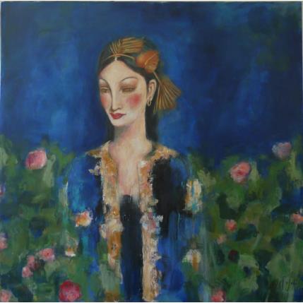 Peinture La femme au caftan par De Sousa Miguel | Tableau Figuratif Acrylique Portraits