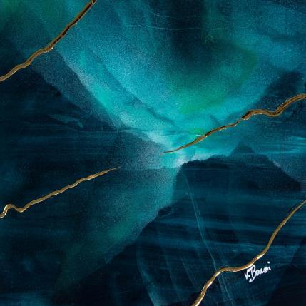 Peinture Abîme précieux par Baroni Victor | Tableau Abstrait Acrylique, Feuille d'or Marine, Minimaliste