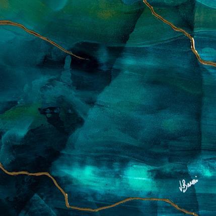 Peinture Abîme précieux II par Baroni Victor | Tableau Abstrait Acrylique, Feuille d'or Marine, Minimaliste