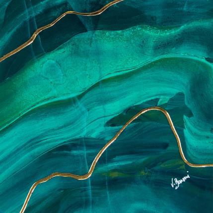 Peinture Lagon précieux II par Baroni Victor | Tableau Abstrait Acrylique, Feuille d'or Marine, Minimaliste