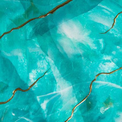 Peinture Trésor de lagon II par Baroni Victor | Tableau Abstrait Acrylique, Feuille d'or Marine, Minimaliste