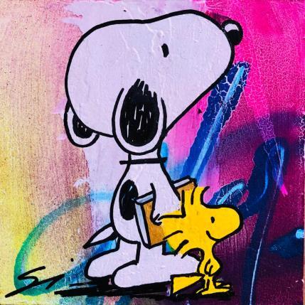 Peinture The gold book of snoopy par Mestres Sergi | Tableau Pop-art Acrylique, Graffiti Icones Pop