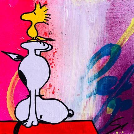 Peinture Snoopy yoga par Mestres Sergi | Tableau Pop-art Acrylique, Graffiti Icones Pop