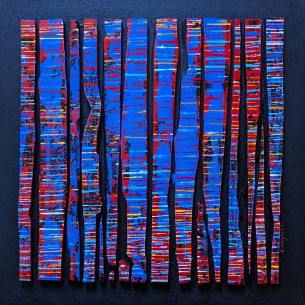 Peinture Bc16 street fine rouge bleu par Langeron Luc | Tableau Matiérisme Acrylique, Bois, Résine