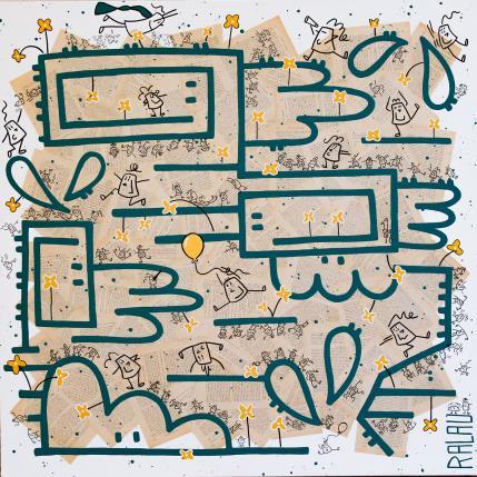 Peinture Cueille moi un bouton d'or par Ralau | Tableau Art Singulier Acrylique, Collage, Posca Scènes de vie