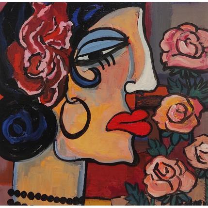 Peinture entre flores par Garcia Gallardo Mercedes | Tableau Figuratif Huile