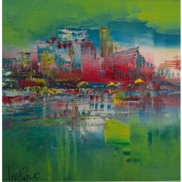 Painting Halo Vert by Levesque Emmanuelle | Painting Raw art Oil Urban