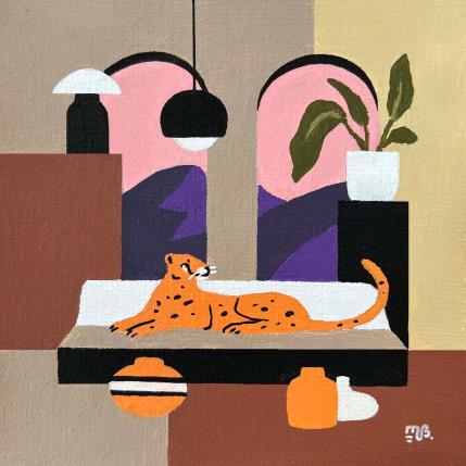 Peinture Beneath the Evening Sky par Birsak Mariah | Tableau Art naïf Acrylique Animaux, Natures mortes, Urbain