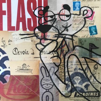 Peinture Panthere rose vintage par Kikayou | Tableau Pop-art Acrylique, Collage, Graffiti Icones Pop