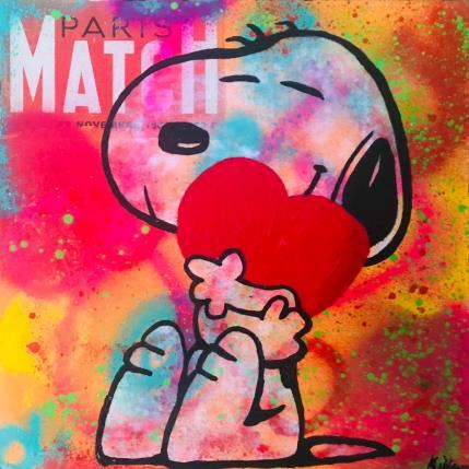Peinture Snoopy love par Kikayou | Tableau Pop-art Acrylique, Collage, Graffiti Icones Pop