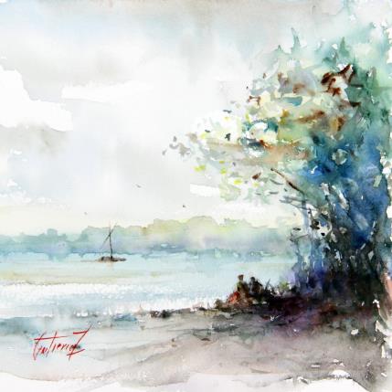 Peinture Rêverie au bord de la Loire par Gutierrez | Tableau Figuratif Aquarelle Paysages