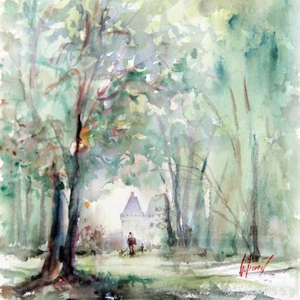 Peinture Retour du château de Chaumont-sur-Loire par Gutierrez | Tableau Impressionnisme Aquarelle Paysages