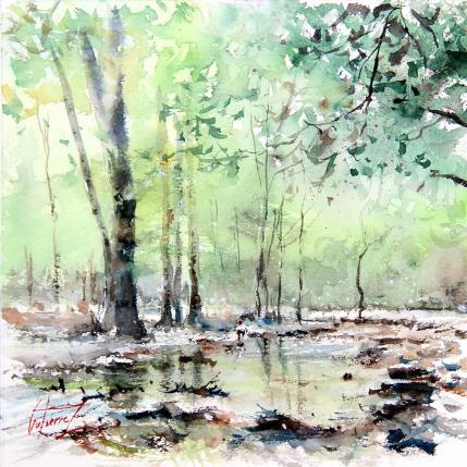 Peinture La Touraine - Un coin de verdure par Gutierrez | Tableau Impressionnisme Aquarelle Paysages