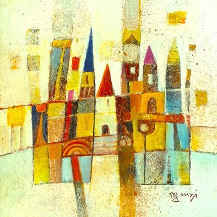 Peinture AM38 ABSTRACTION CLOCHERS par Burgi Roger | Tableau Figuratif Acrylique Architecture, Urbain