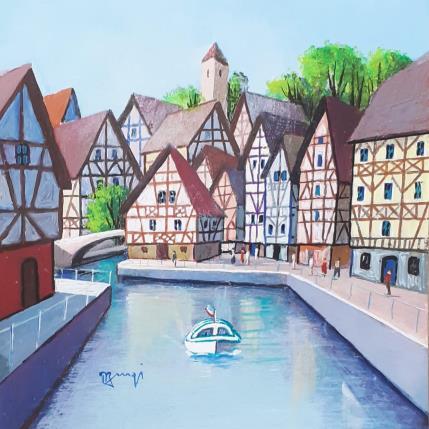Peinture AN195 ALSACE par Burgi Roger | Tableau Figuratif Acrylique Architecture, Marine, Scènes de vie
