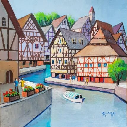 Peinture AN194 ALSACE  par Burgi Roger | Tableau Figuratif Acrylique Architecture, Scènes de vie, Urbain