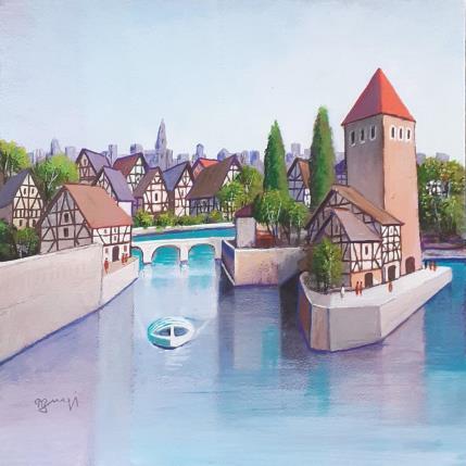 Peinture AN202 ALSACE par Burgi Roger | Tableau Figuratif Acrylique Architecture, Marine, Urbain