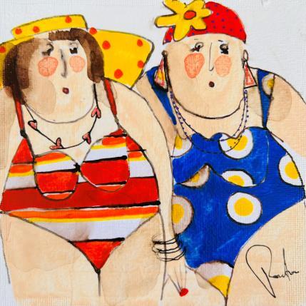 Painting Bernadette Yvonne by Colombo Cécile | Painting Naive art Acrylic, Gluing, Ink, Pastel, Watercolor Portrait